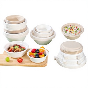 Tigelas e Pratos Descartáveis Biodegradáveis Reforçados para Micro-ondas GN-350W: Marmitas, Pratos de Hambúrguer, Frutas e Saladas (50 Unidades) - Product Image 5