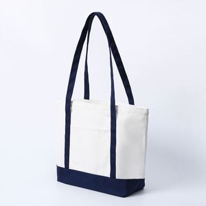 Totalmente personalizado respetuoso con el medio ambiente de color a juego de algodón bolsa de asas reutilizable bolsa de compras con bolsillo - Product Image 4