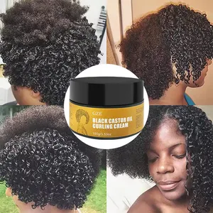 GZE Black Castor Oil Curl Defining Cream Eliminates Frizz Smoothing Anti-Frizz To Define All Curly Types Hair Textures Curling