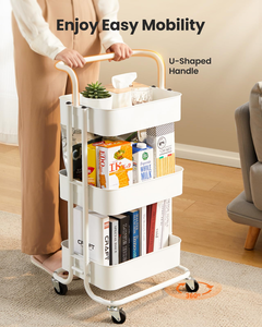 Small Mobile Trolley Storage Rack Multi Layer Home Tool Trolley Iron Frame Plastic Basket Storage Rack for Living Room Bedroom - Product Image 2