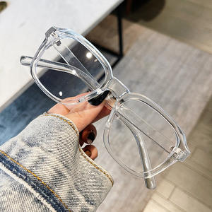 Lunettes anti-lumière bleue Qianai à monture carrée, unisexe, taille moyenne, verres en acrylique, verres plats, style rétro, lunettes optiques - Product Image 3