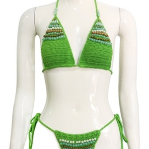 Conjunto de Bikini de Dos Piezas con Cuello en V Hecho a Mano, Mini Bikini de Tiras, Traje de Baño Deportivo para Mujer - Product Image 2