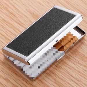 Étui <span class=keywords><strong>en</strong></span> métal réutilisable Durable de haute qualité accessoire pour fumer Portable étui à cigarettes <span class=keywords><strong>en</strong></span> <span class=keywords><strong>cuir</strong></span> métallique - Product Image 4