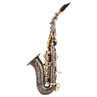 Saxophone soprano courbé de haute qualité avec une excellente performance, corps en nickel noir, clés dorées, prix d'usine, boutons incrustés d'abalone