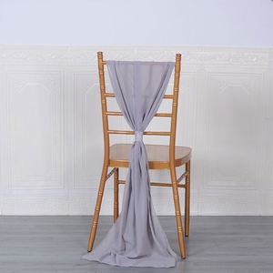Nappe de chaise en mousseline blanc ivoire de luxe pour mariage, drapé de chaise en mousseline pour banquet - Product Image 6