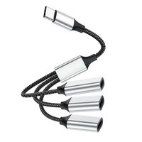 Nouveau câble de données tressé 3-en-1 de 0,35 m avec blindage et coque en aluminium, USB-C femelle 5W (modèle 2026)
