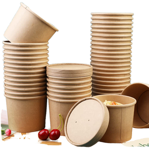Recipientes Desechables de Papel Kraft de 750 ml, Resistentes al Agua, para Comida para Llevar, Sushi, Fideos, Ensaladas y Sopas, con Tapas - Product Image 1