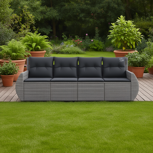 Dark Grey <b>Rattan</b> Garden <b>Sofa</b> Set 4 Seater <b>Outdoor</b> Furniture Contemporary Design - Product Image 2