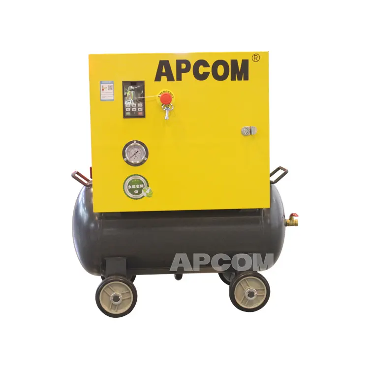 Low noise integrated aircompressor 500 liter 0.5m3/min 18 cfcm 8bar small 5.5hp 4kw screw air compressor with air tank