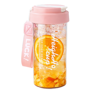 Tritan Water Cup With Straw And Tea Infuser For Women Travel Use Heat Resistant Portable Drink Cup With Carrying Strap - Product Image 5