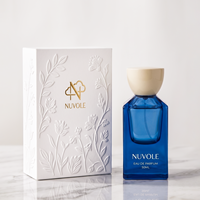 Prix surprise - Flacon de parfum de luxe 50 ml - Flacon vaporisateur de parfum en verre 30 ml - Flacon de parfum carré bleu en verre vide avec couvercle