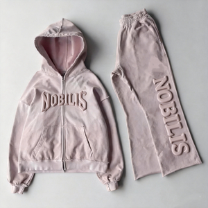 Tuta Personalizzata <span class=keywords><strong>con</strong></span> Stampa 3D in Rilievo, Felpa <span class=keywords><strong>con</strong></span> <span class=keywords><strong>Cappuccio</strong></span> e Pantaloni a Gamba Larga in Cotone Pesante Effetto Lavaggio Acido, Set Due Pezzi Streetwear - Product Image 1