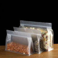 Sachet personnalisé à fond plat, transparent, refermable, mat, à huit soudures latérales, résistant à l'humidité, thermoscellable, avec fermeture éclair en plastique, pour épices et lait