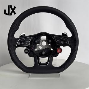 Pour volant <span class=keywords><strong>Audi</strong></span> A4 B8 B9 A6 C7 C6 C8 A3 8p Q3 Q5 Q7 R8 Rs3 Rs5 A4L A6L Volant en cuir perforé en fibre de carbone - Product Image 1