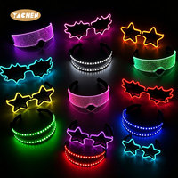 Lunettes de fête YACHEN LED en plastique en forme d'étoile avec fil EL à effet lumineux pour Halloween, festival, cosplay