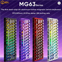 Clavier de jeu mécanique magnétique IROK MG63 63% RT0.001 mm 8K 0.07 ms de latence, clavier de jeu filaire RGB en aluminium creux