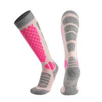 Chaussettes de ski en coton tricoté ODM personnalisées, séchage rapide, antibactériennes, anti-frottement, en tissu éponge, pour femmes, pour la montagne et la neige
