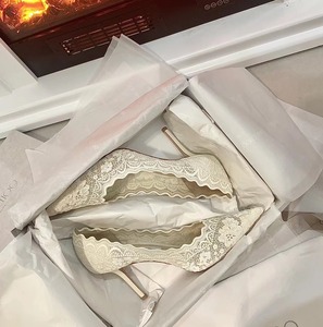 Zapatos de Tacón de Encaje para Mujer, 6CM/8CM/10CM, Tacones Altos Blancos para Boda - Product Image 2