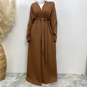 2024 New Fashionable Sweater Cardigan Robe With Side Pockets for Women Long Sleeve Muslim Dress For Middle East Dubai Abaya