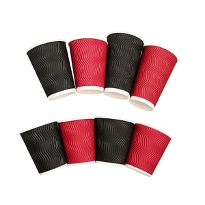 Tazas de papel desechables ecológicas con logotipo personalizado, gran venta de tazas de papel Kraft onduladas de doble pared para café para llevar - Product Image 5