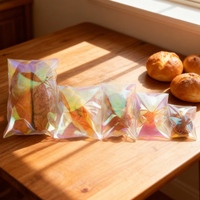 Sachets en plastique laminé transparent de qualité alimentaire, imprimés sur mesure, résistants à la graisse, thermoscellables, pour produits de boulangerie, biscuits, bonbons, chocolats
