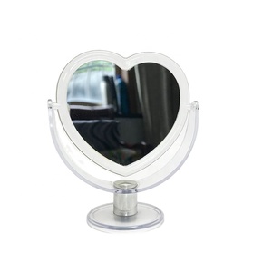 Personnalisation en usine <span class=keywords><strong>miroir</strong></span> cosmétique en forme de coeur d'amour coupé en plastique <span class=keywords><strong>miroir</strong></span> de maquillage de bureau à deux faces dans <span class=keywords><strong>la</strong></span> chambre à coucher pour <span class=keywords><strong>femme</strong></span> - Product Image 2
