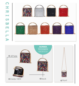 Sac de soirée rigide CHRISBELLA 2026, nouveau design, <span class=keywords><strong>multicolore</strong></span>, avec strass, poignée et chaîne scintillantes - Product Image 6