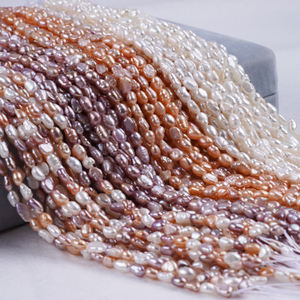 Zhuji 7インチ3-4mm天然淡水リアル真珠ビーズバロック多色ルースパールストランド卸売 - Product Image 2
