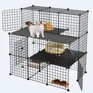 बड़े बिल्ली पिंजरे बिल्ली Playpen वियोज्य धातु तार इनडोर DIY Kennels टोकरा बड़े व्यायाम जगह के लिए आदर्श 1-4 बिल्लियों