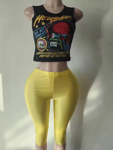 Set di Top e Gonne Stampate per Donna, <span class=keywords><strong>Abbigliamento</strong></span> Casual da Strada, Completo Due Pezzi con Pantaloncini - Product Image 4