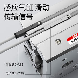 Cylindre à glissière pneumatique à haute poussée HLS MXS6/8/12/16/20/25-10/50/100/150 Guides linéaires - Product Image 4