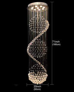 Lustre en cristal finition or E26 LED 3500K blanc chaud, long cylindrique, hauteur réglable, intensité variable, pour salon - Product Image 2