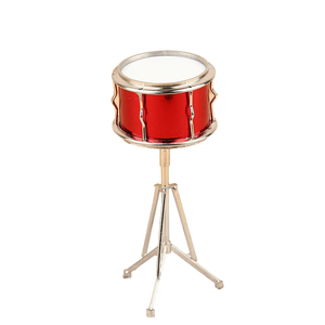 소형 드럼 키트 전자 키보드 악기 스피커 구리 및 목재 모형 인형 가구 장면 축제 선물 - Product Image 3