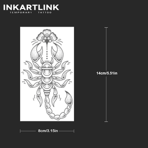 INKARTLINK Pegatina de tatuaje de escorpión, arte de puntos, floral, estilo streetwear, animal del desierto, herbario, 15 días, arte corporal, suministros a granel - Product Image 3