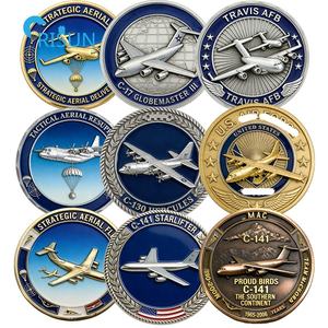 Pièces commémoratives personnalisées d'<span class=keywords><strong>avion</strong></span> de combat bombardier C17 C130 C141 de l'USAF, force aérienne américaine, pièces de défi d'<span class=keywords><strong>avion</strong></span> personnalisées - Product Image 1
