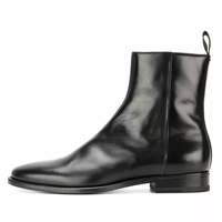 Sepatu Boots Chelsea Kulit Asli Suede Pria Anti-Selip dengan Ritsleting, Ujung Runcing, Kasual, Buatan Tangan untuk Musim Dingin