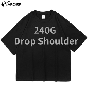 Archer 240G Tinh Khiết Bông Áo Thun Thả Vai Quá Khổ Trống TEE Áo Sơ Mi Cơ Bản Heavyweight Áo Thun Biểu Tượng Tùy Chỉnh T Áo Sơ Mi Cho Nam Giới - Product Image 1