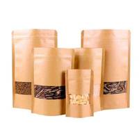 Sacs en papier kraft, pochettes verticales, emballages en papier, sacs refermables avec fenêtre