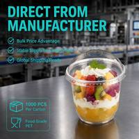 Bol à dessert en plastique transparent rond de 30 oz avec couvercle à clipser, récipient jetable transparent pour gâteau aux fruits à plusieurs étages