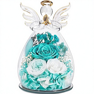 Preserved Rose Forever Flower in Glass Angel Figurines Fresh Flowers for Delivery <b>Prime</b> for Mom Real Roses for Sister Wife - Product Image 1