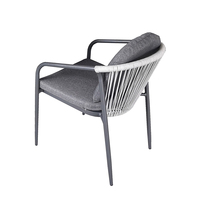 Ensemble de salle à manger moderne 6 places, table en aluminium tressé pour jardin, canapé en rotin