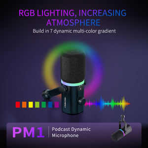 Micrófono USB Dinámico con Iluminación RGB, Patrón Polar Cardioide para Podcasting, Juegos, Transmisión en Vivo, Grabación, Metálico, de Escritorio, con Cable - Product Image 4
