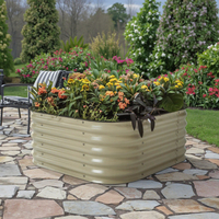 Kit de jardinière surélevée en métal galvanisé |   Jardinière extérieure elliptique 3 pièces avec bande de caoutchouc et triple protection pour fleurs
