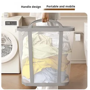 Grande capacità portatile in Nylon cesto della biancheria per uso domestico Design per il bagno detriti organizzazione Hangable tessuto sporco - Product Image 4