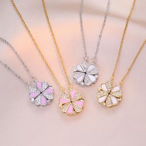 Vente flash - Collier avec pendentif en forme de trèfle à quatre feuilles en cristal de zircon plaqué or 18 carats, chaîne à maillons, cadeau - Product Image 6