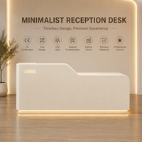 Comptoir de réception moderne minimaliste à LED, sur mesure, pour salon, bureau, spa, avec armoire de rangement
