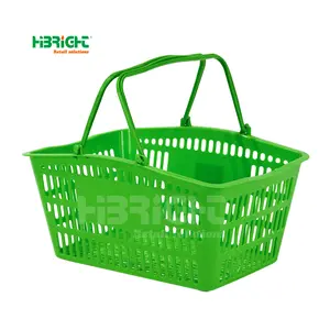 ISO sertifikası renkli dayanıklı 14L ticari süpermarket mağazası plastik alışveriş sepeti