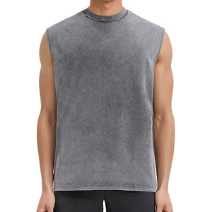 Benutzer definierte Streetwear Herren Weste Tank Top T-Shirt Herren Acid Washed Vintage ärmelloses T-Shirt - Product Image 2