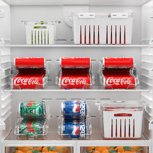 Çift Katmanlı Kutu İçecek Saklama Kutusu Plastik Mutfak Düzenleyici Rafı Bira ve Kola için Buzdolabı Saklama - Product Image 3