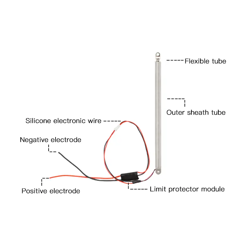 मूल 95*8 मिमी छोटा डीसी 6v-7.4v मोटर जलरोधक 304 स्टेनलेस फास्ट औद्योगिक इलेक्ट्रिक टेलीस्कोपिक रैखिक एक्ट्यूएटर